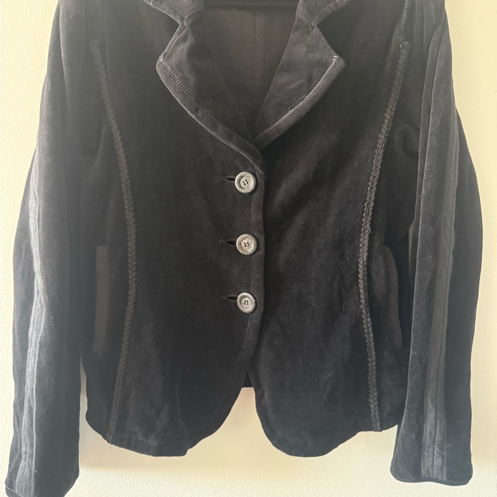 Marithé + François Girbaud Black Velour Blazer - Picture 3 of 5